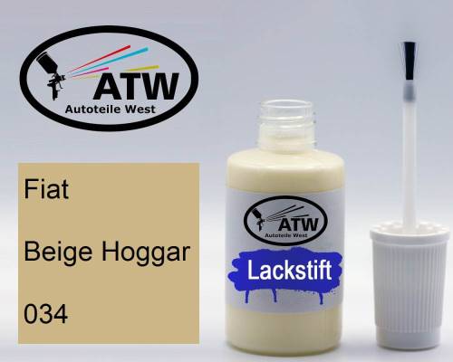 Fiat, Beige Hoggar, 034: 20ml Lackstift, von ATW Autoteile West.